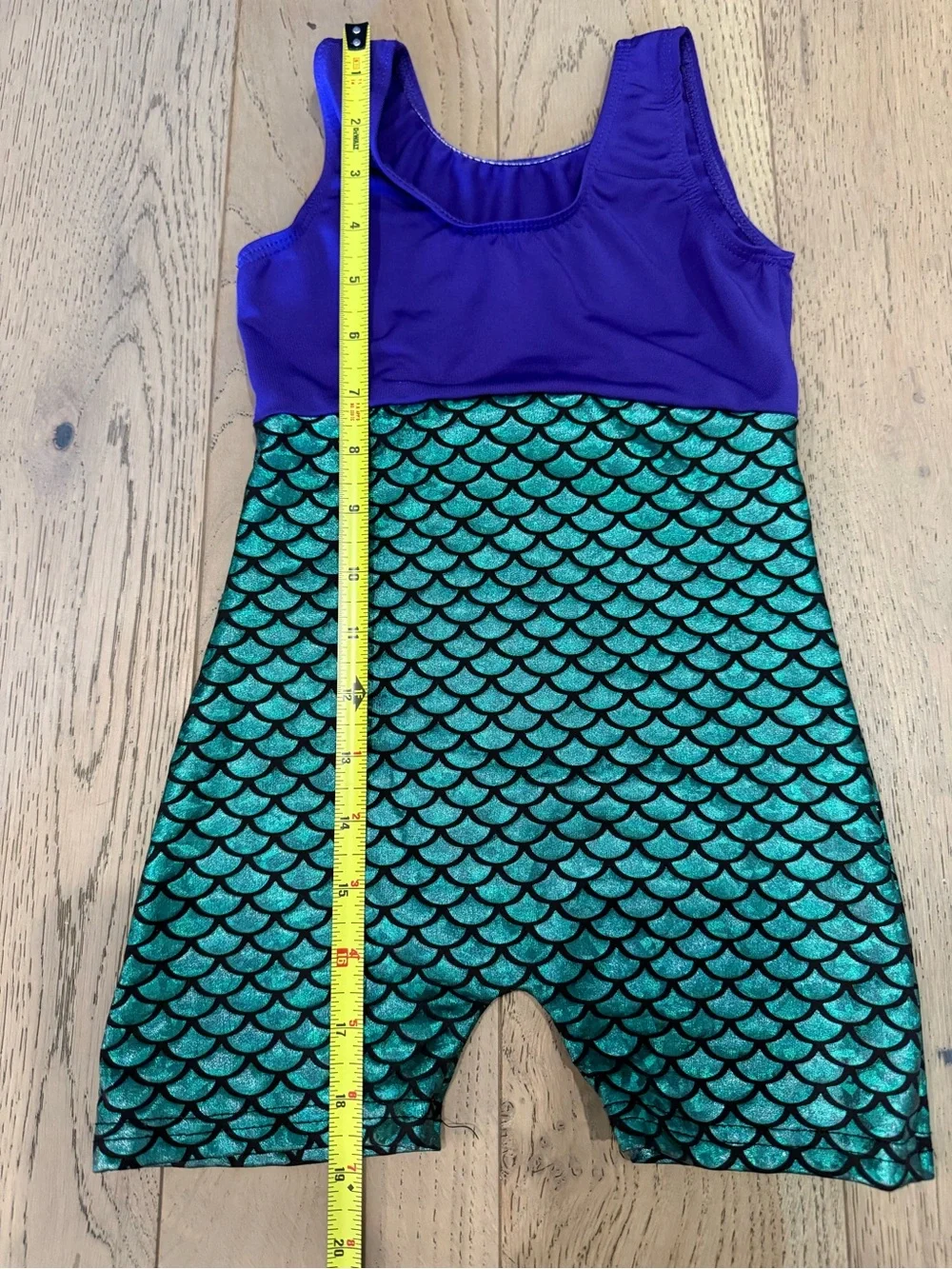 Girls Mermaid Gymnastics Biketard Leotard Purple Teal Metallic Size 100